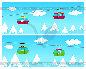 Mountain Ski Cableway - vector clipart
