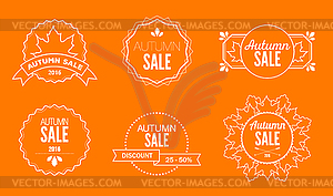 Autumn Sale Discount Logos and Emblems - vector image