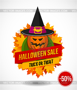 Halloween Sale Logo or Label - vector image