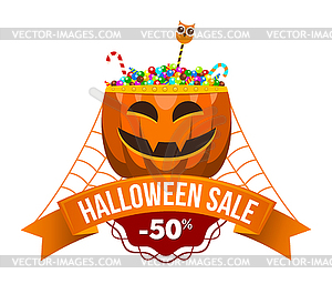 Halloween Sale Logo or Label - vector image