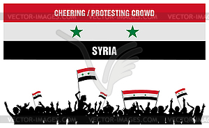 Cheering or Protesting Crowd Syria - vector clip art