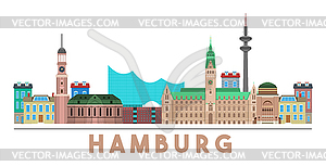 Hamburg Landmarks Skyline - vector clipart