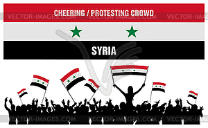 Cheering or Protesting Crowd Syria - vector clip art