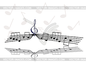 Notes and treble clef - vector clip art