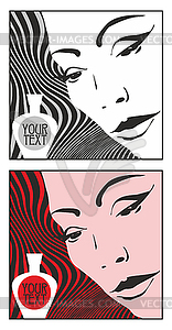 Beautiful woman's face and perfume - vector clipart