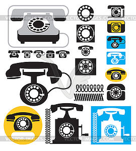 Icons of old phones - vector clip art