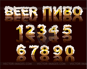 Numbers and letters, decorated like a beer - vector image