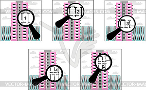 Analysis of flats in the apartment house - vector clip art