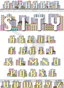 The Latin alphabet, decorated with a silhouette of the  - vector image