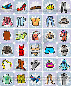 Hand-drawn icons garments - vector image