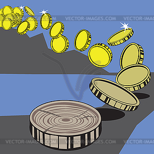  Graphic concept on the fall of the exchange rate - vector image