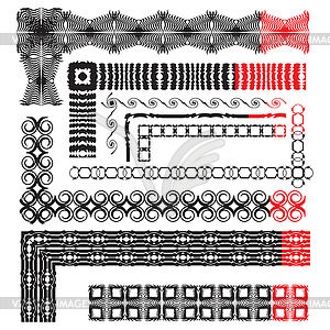 Black and white elements borders and frames  - vector image