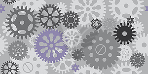 Seamless pattern of gears on grey background - vector image