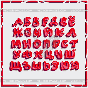 Bright red volumetric letters of irregular shape - vector clipart