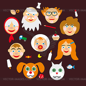 Primitive flat symbolic people of family - vector clipart / vector image