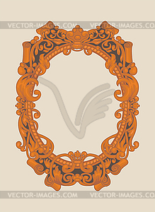 Antique oval frame painted in copper or gold - vector clip art