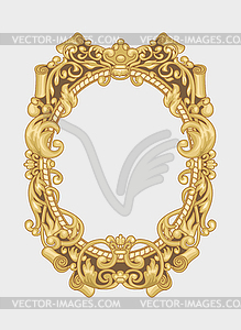 Antique oval frame painted in gold color - vector clipart