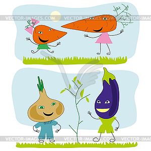 Cartoon characters representing vegetables, carrots - vector clipart