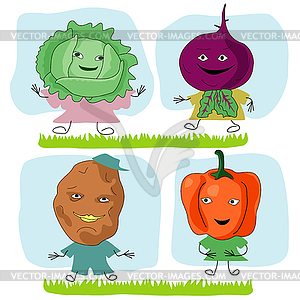 Vegetables, beets, potatoes, cabbage and sweet - vector clipart