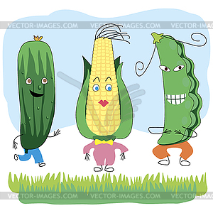 Сharacters in minimal style depicting vegetables,  - vector clip art