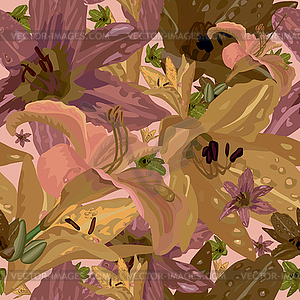 Seamless floral pattern with pink and yellow - vector image