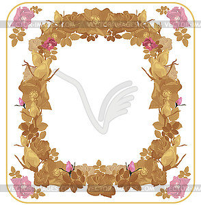 Symmetrical frame of gold and pink color of - vector clipart