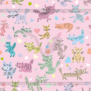 Seamless pattern with little kittens for baby - vector clip art