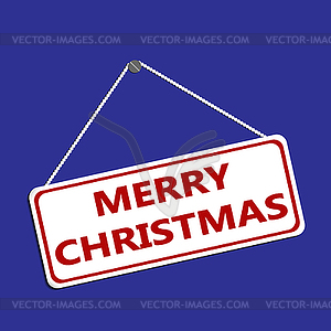Plate with chain hangs on screw and inscription Merr - vector clip art