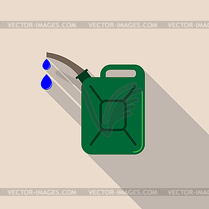 Color green canister icon, long shadow - vector clip art