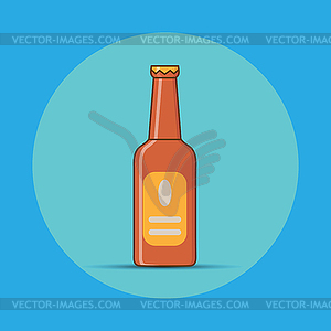 Color flat bottle with closed stopper - vector image