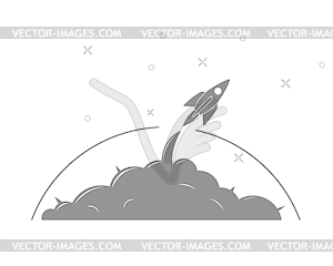 Rocket launch. Conceptual banner of beginning of - vector clipart
