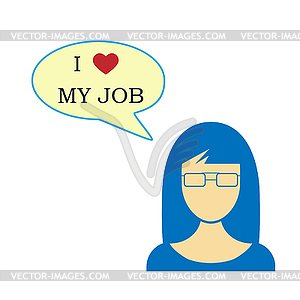 Woman with bubble for speech and an inscription I - vector image