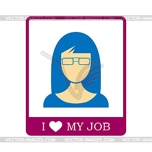 Woman in square frame with an inscription I love - vector clipart