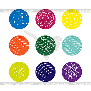 Набор цветных кругов с абстрактными рисунками - векторный клипарт Royalty-Free