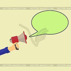 Hand with megaphone and cloud for text - vector image