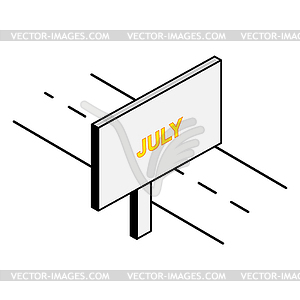 Roadside Billboard with inscription July - vector clipart