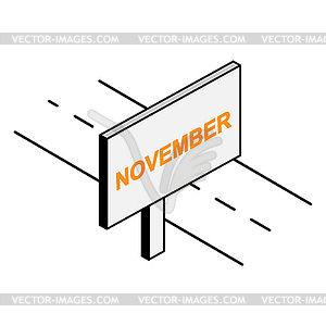 Roadside Billboard with inscription November - vector image
