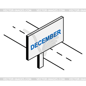 Roadside billboard with inscription December - vector image