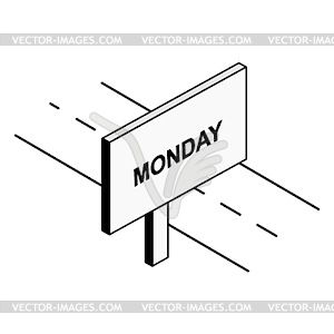 Roadside Billboard that says Monday - vector clip art