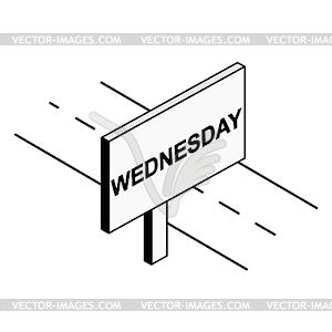 Roadside Billboard with inscription Wednesday - vector image