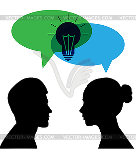 General idea of man and woman with cloud for speech - royalty-free vector clipart