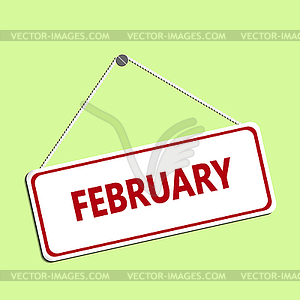 With chain hanging on screw and inscription February - vector clipart