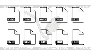 Set of 10 file icons, simple flat picture - vector EPS clipart