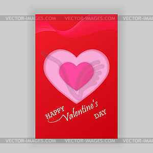 Greeting card Happy Valentine`s Day, heart and - vector clip art