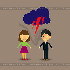Bad relationship, quarrel between man and woman - vector image