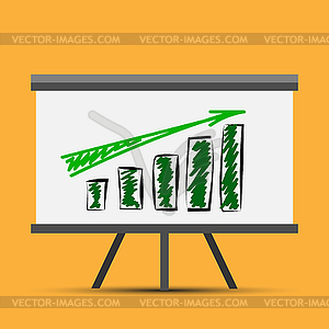 On blackboard is graph of business growth, sales - vector clipart