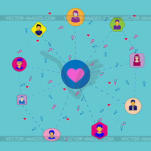 Conceptual on topic of relationship between - vector clipart / vector image