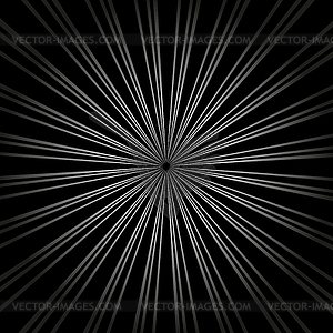 Black and white background with rays coming of - vector clipart