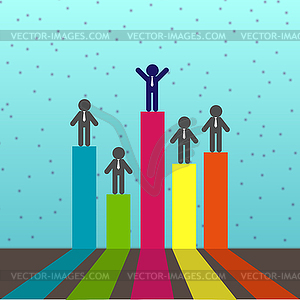 Successful leadership and competition in business - color vector clipart