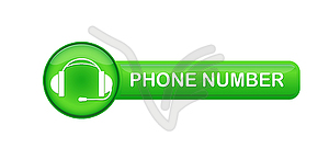 Кнопка громкости с надписью номер телефона - клипарт в векторном формате
